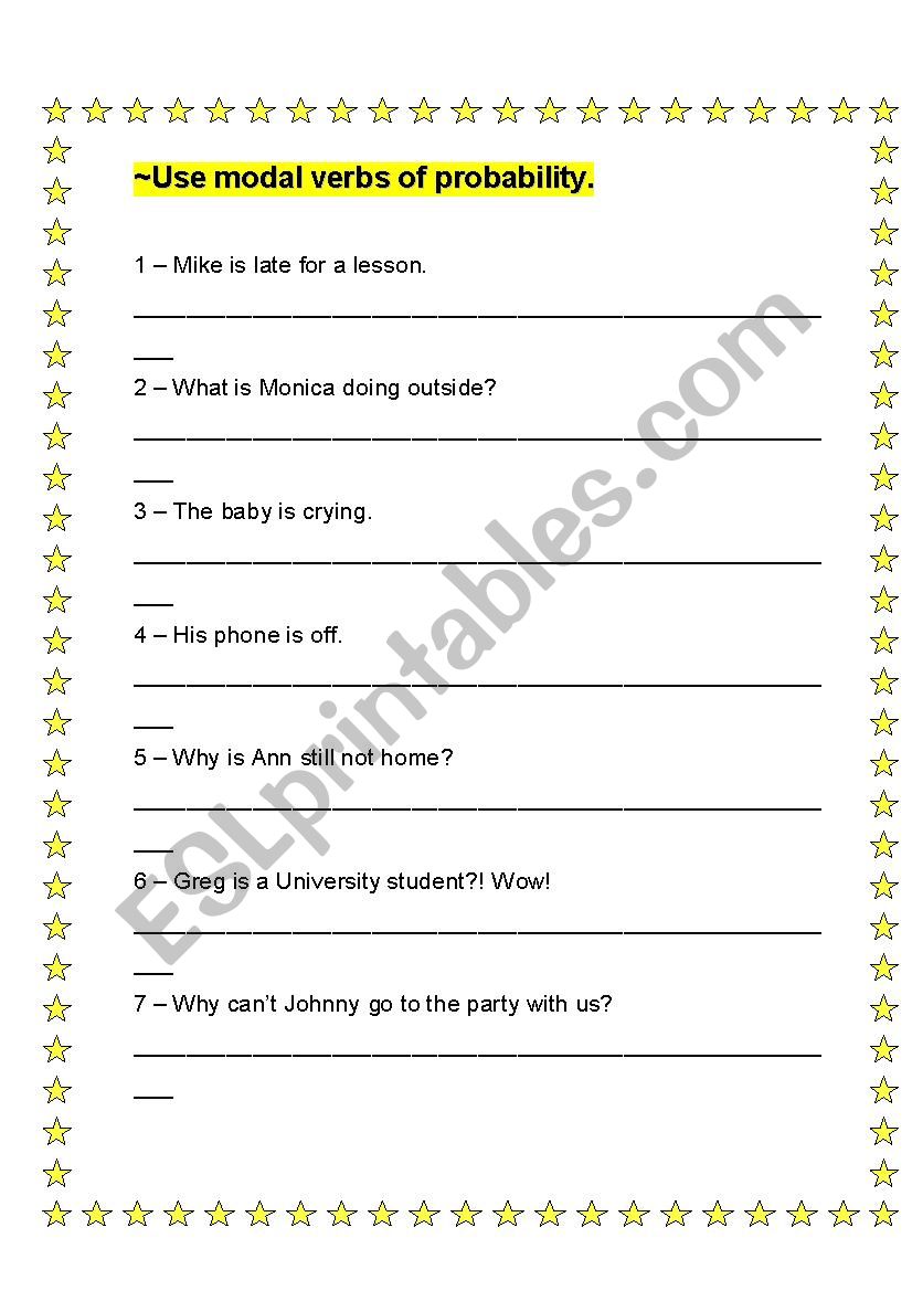 Modal Verbs of Probability worksheet