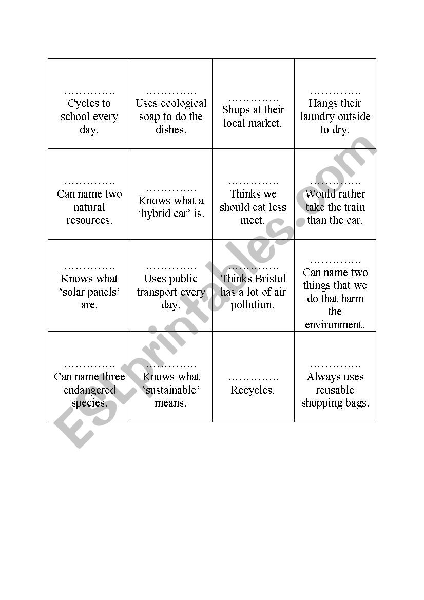 Sports worksheet
