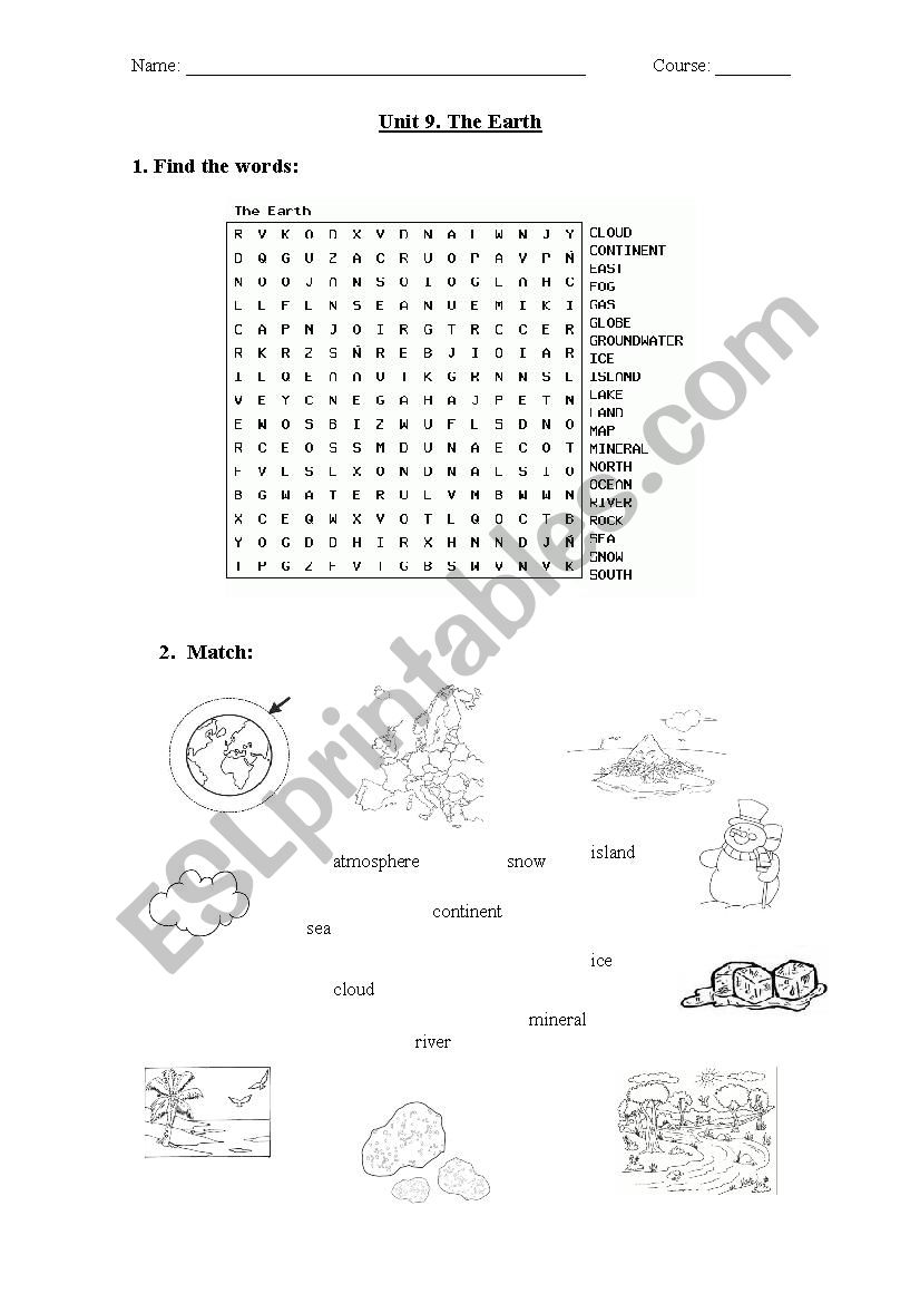 The Earth worksheet