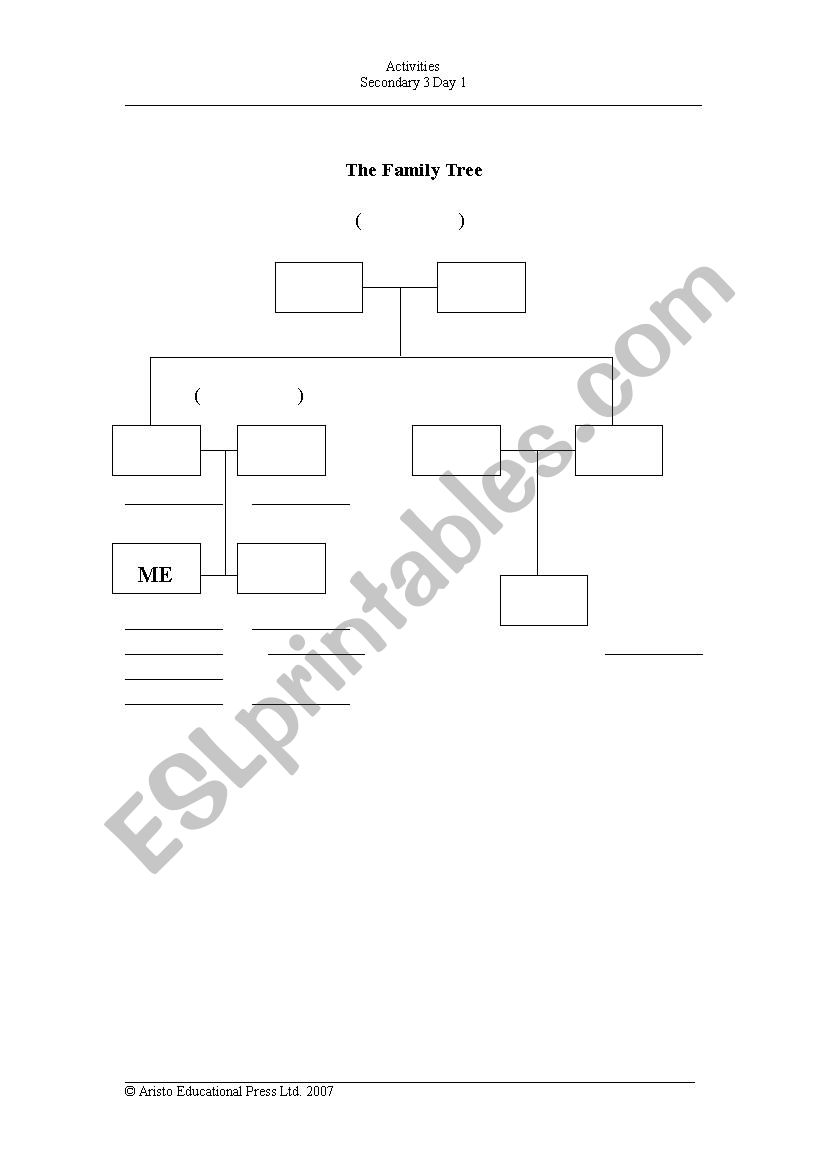 Family Tree worksheet