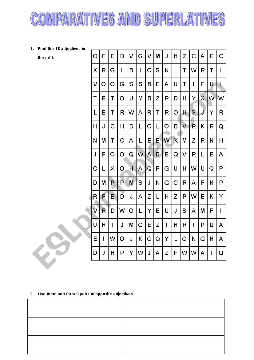 crossword worksheet