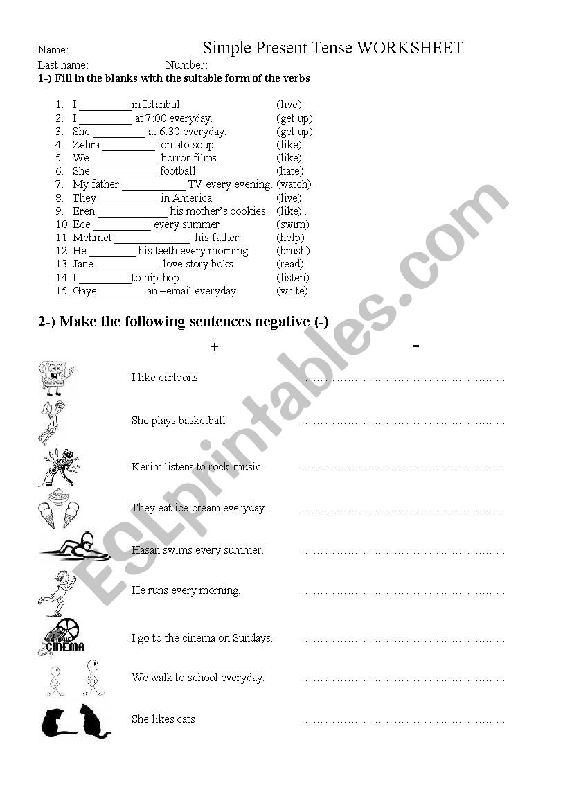 simple present tense worksheet