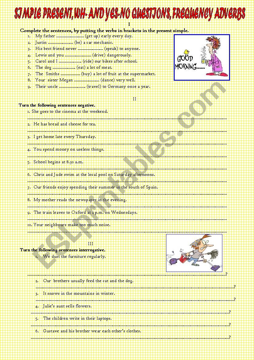 Worksheet about the Present Simple