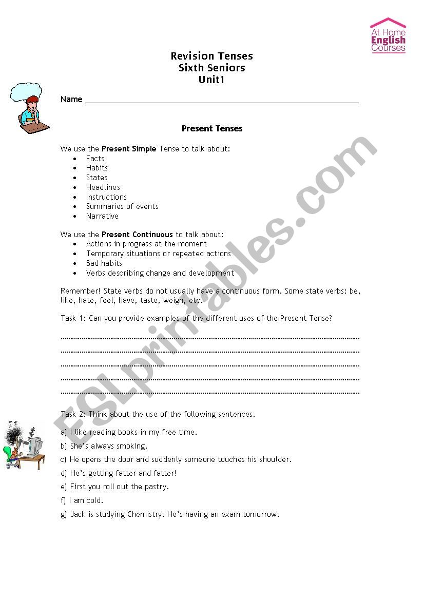 Tenses Revision worksheet