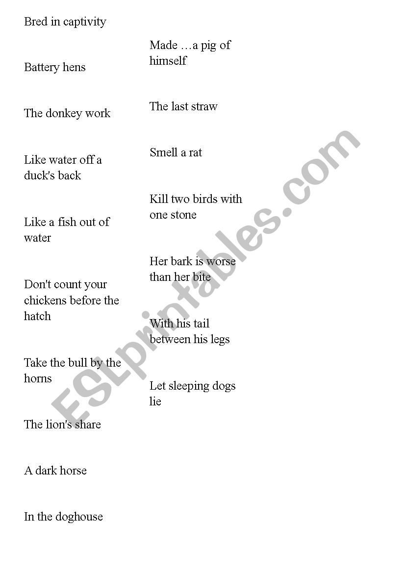 natural world idioms worksheet natural world idioms worksheet