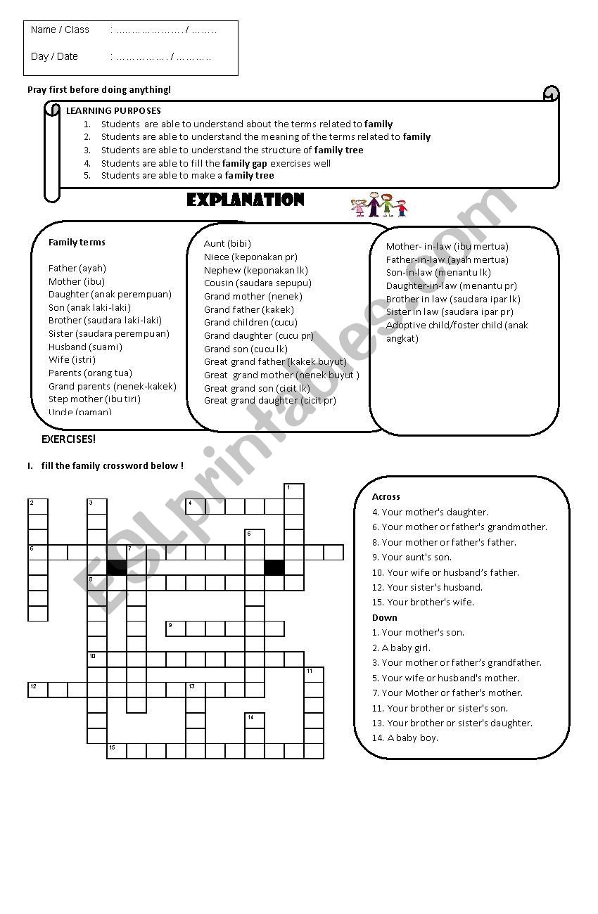 family tree worksheet