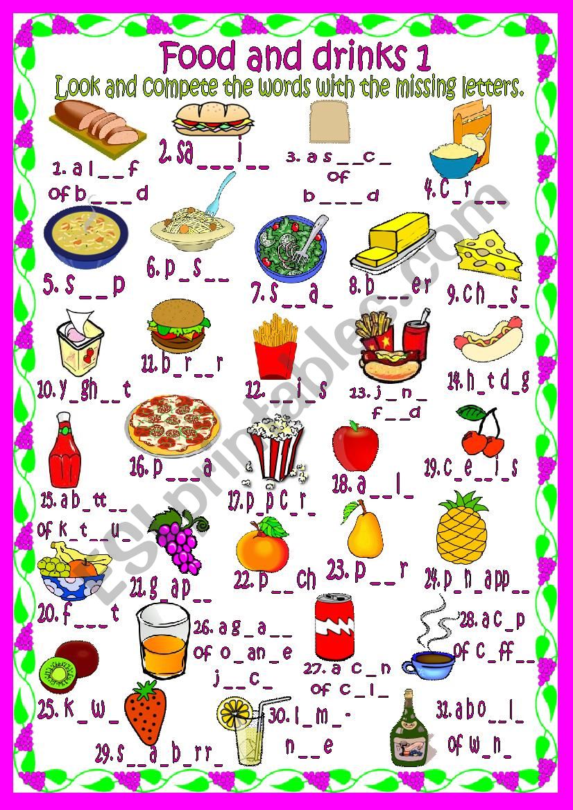 Food and drinks 1 worksheet