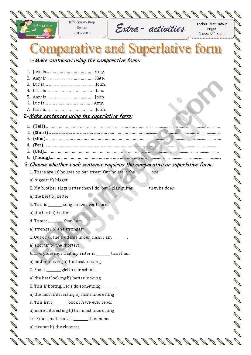 comparative and superlative form