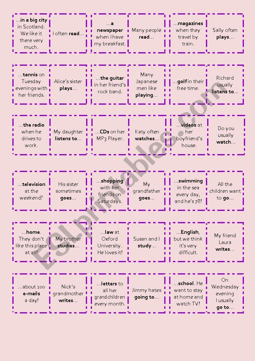 Collocations domino - elementary level