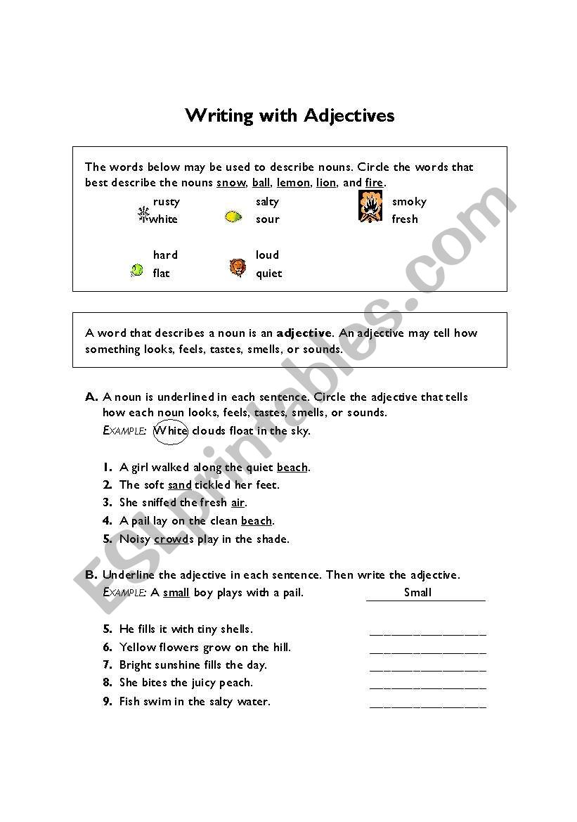 Adjectives worksheet