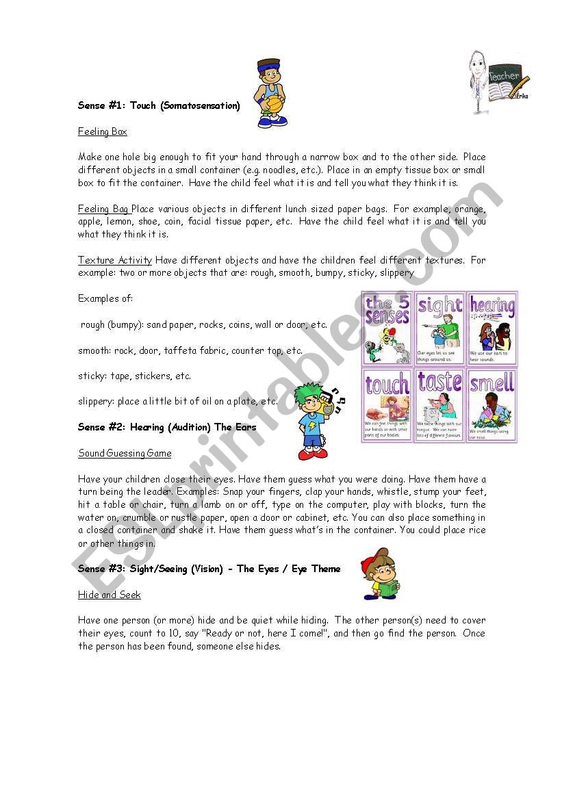 Five Senses Game worksheet