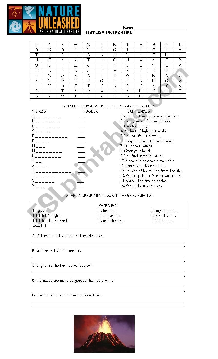 Nature unleashed worksheet