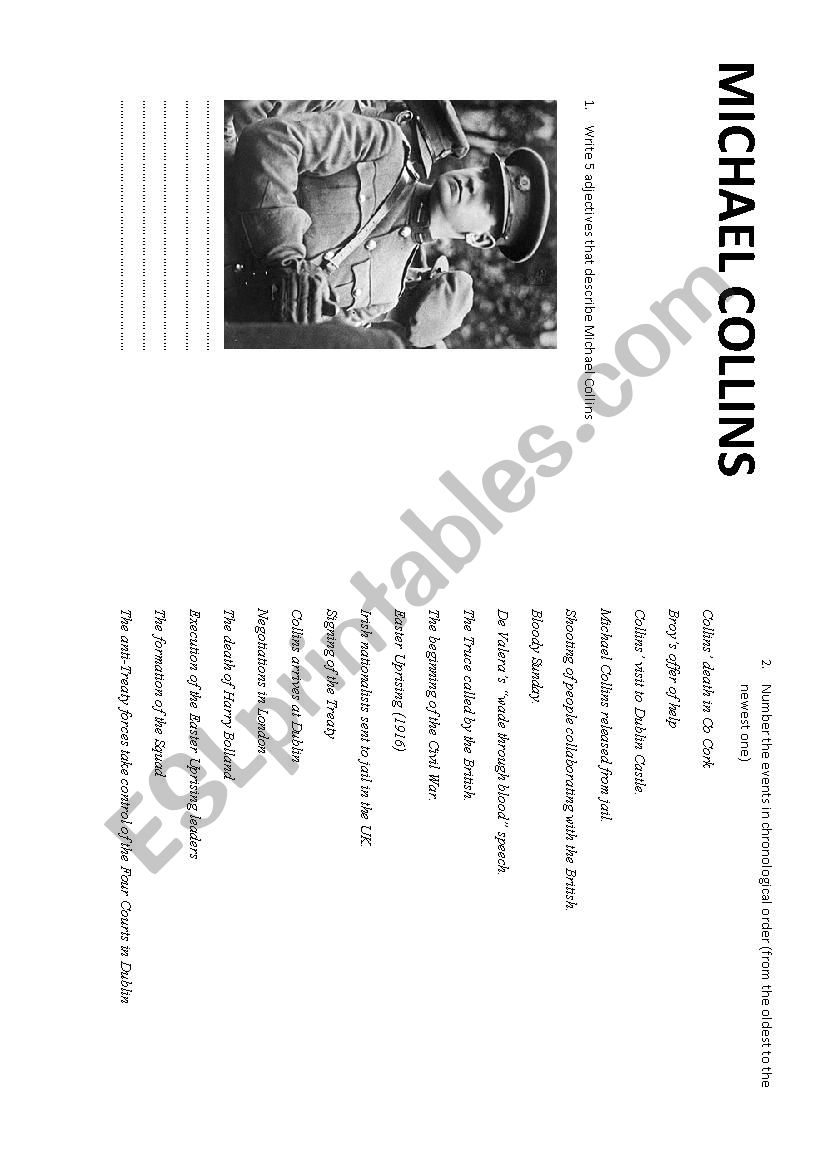 Michael Collins the movie worksheet