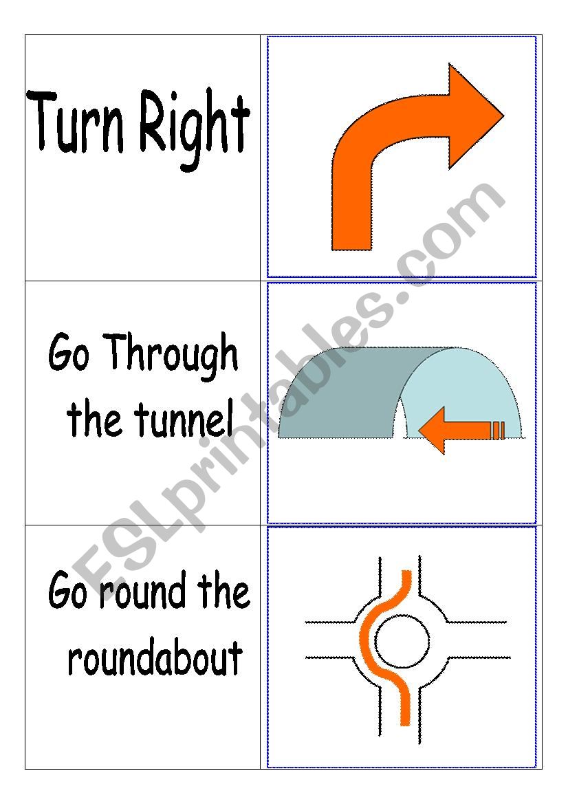 direction matching cards worksheet