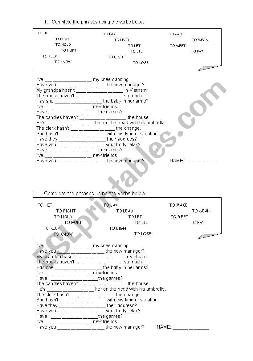 Exercises to consolidate present perfect