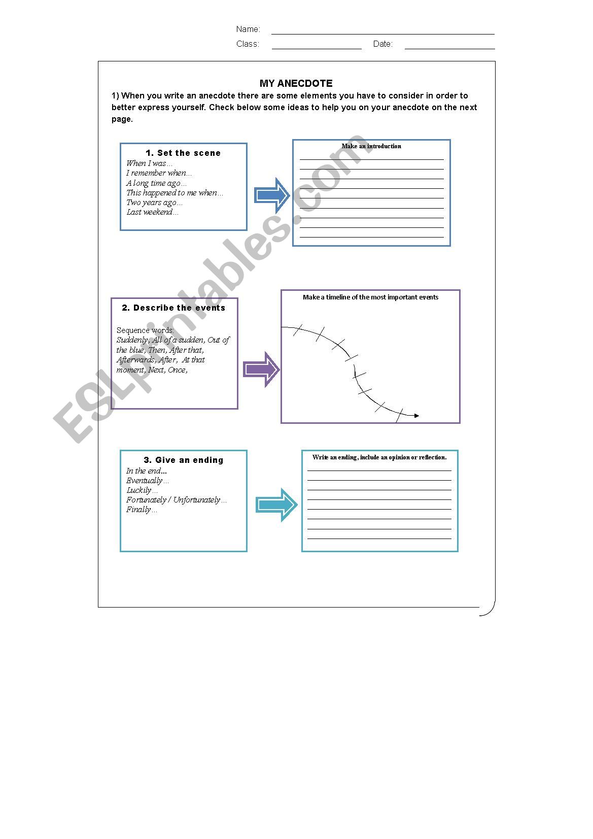 Anecdotes Handout worksheet