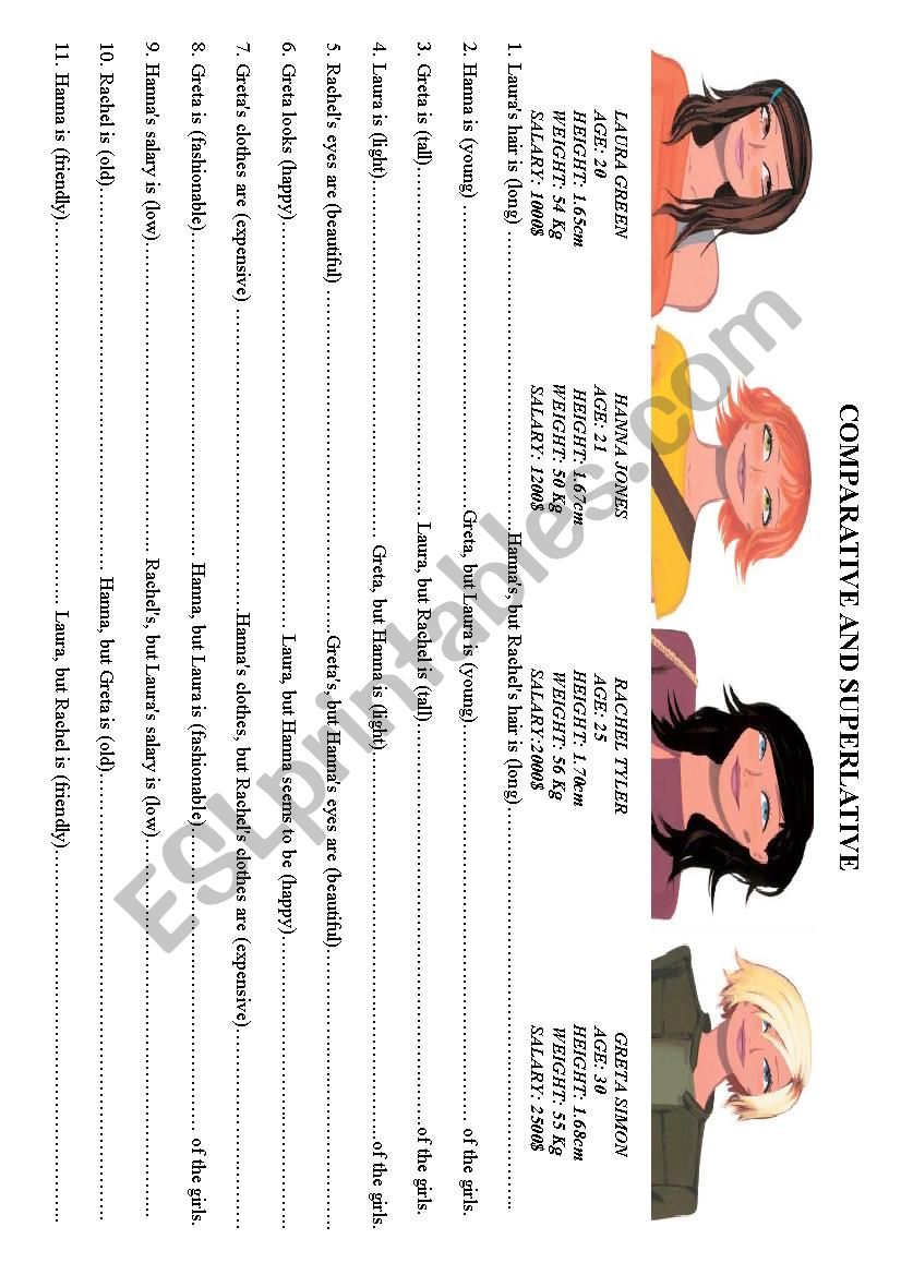 comparative and superlative worksheet