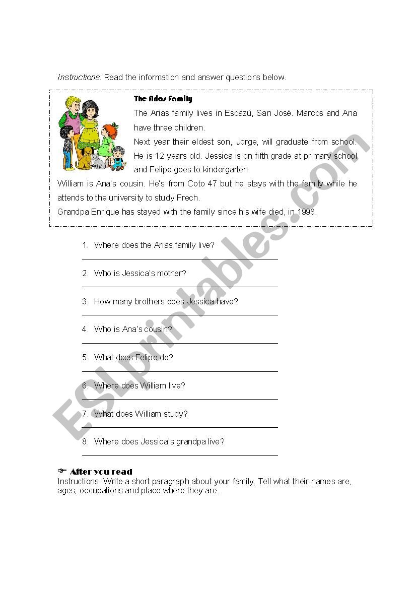 The Arias Family worksheet