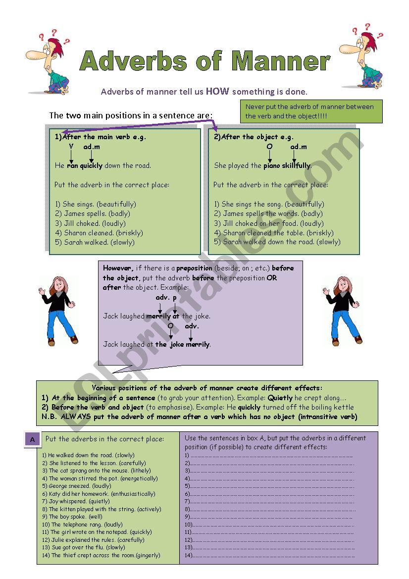 Adverbs of Manner Grammar guide and exercises