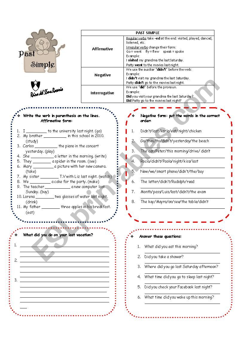 PAST SIMPLE worksheet