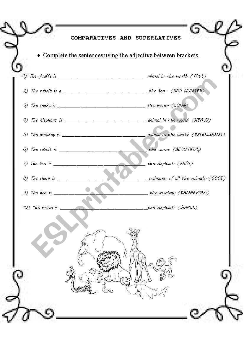 Comparatives and superlatives worksheet