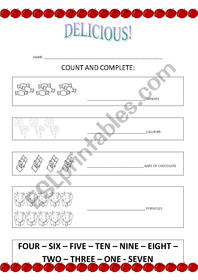 How many of each? worksheet