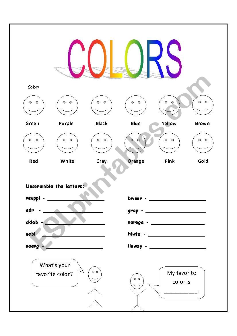 Colors worksheet