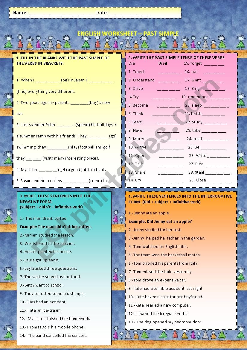 Past simple worksheet