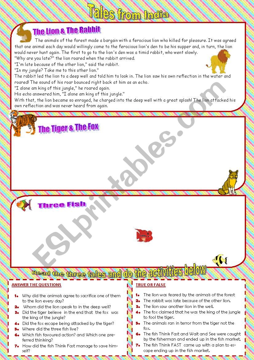 Tales from India worksheet