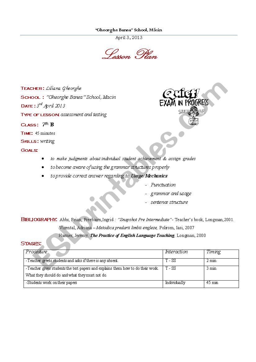 Lesson Plan worksheet