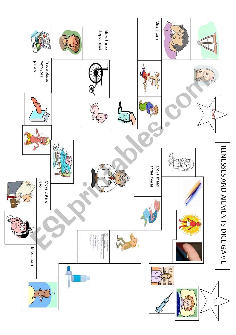 Illness and Ailment Dice Game worksheet