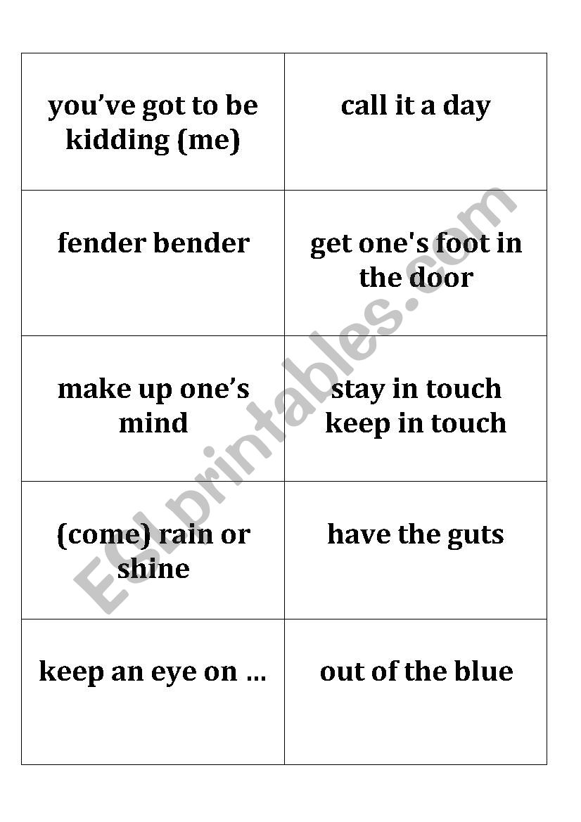 everyday idioms part 2 worksheet