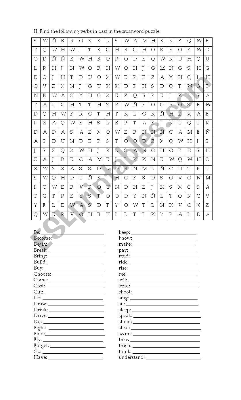 verbs in past simple worksheet