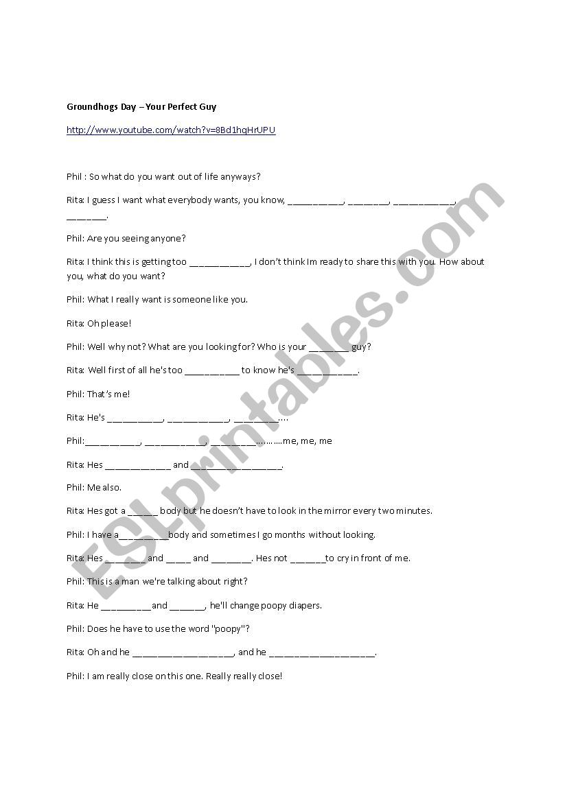 Groundhogs Day Adjectives Worksheet
