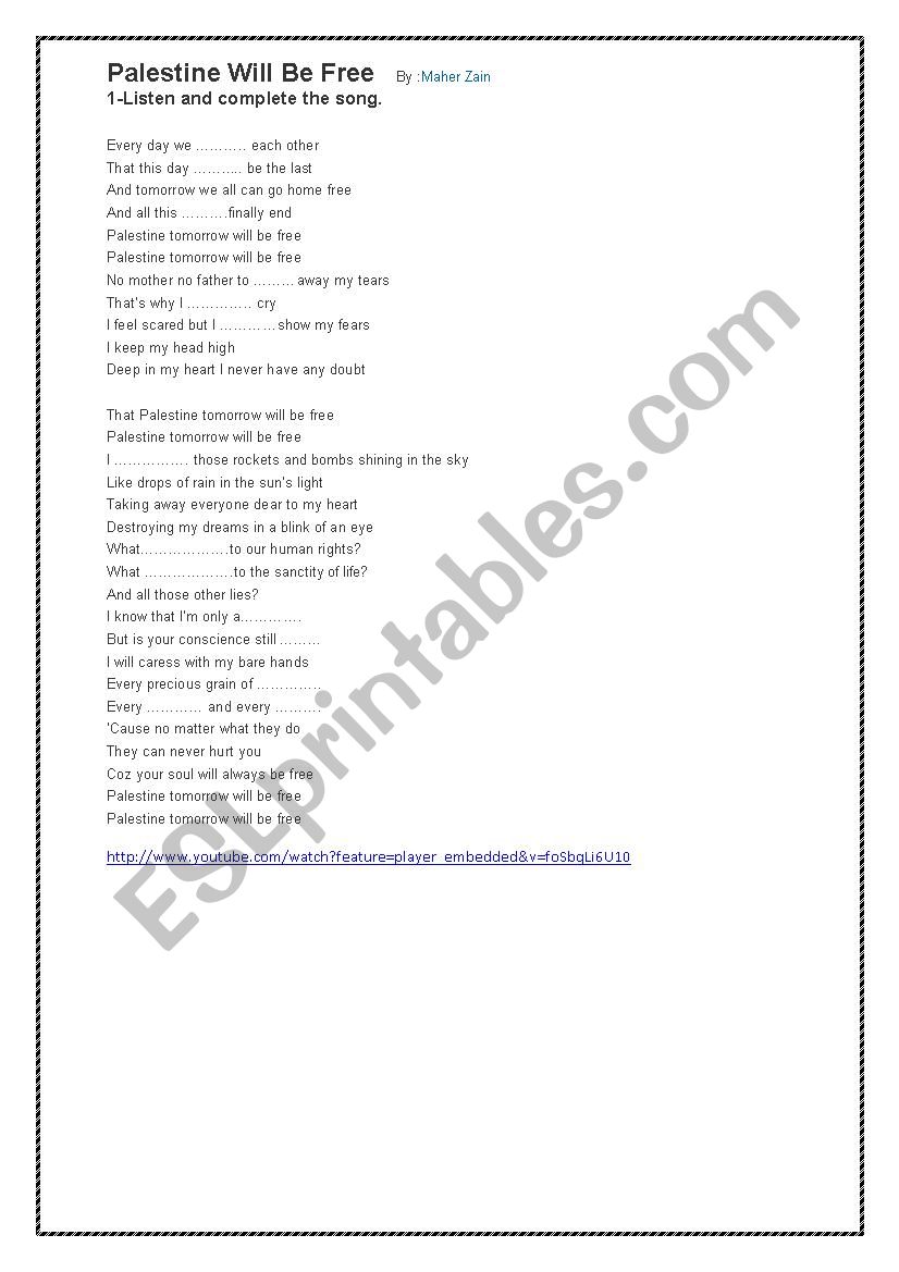 Future Tense Song Worksheet