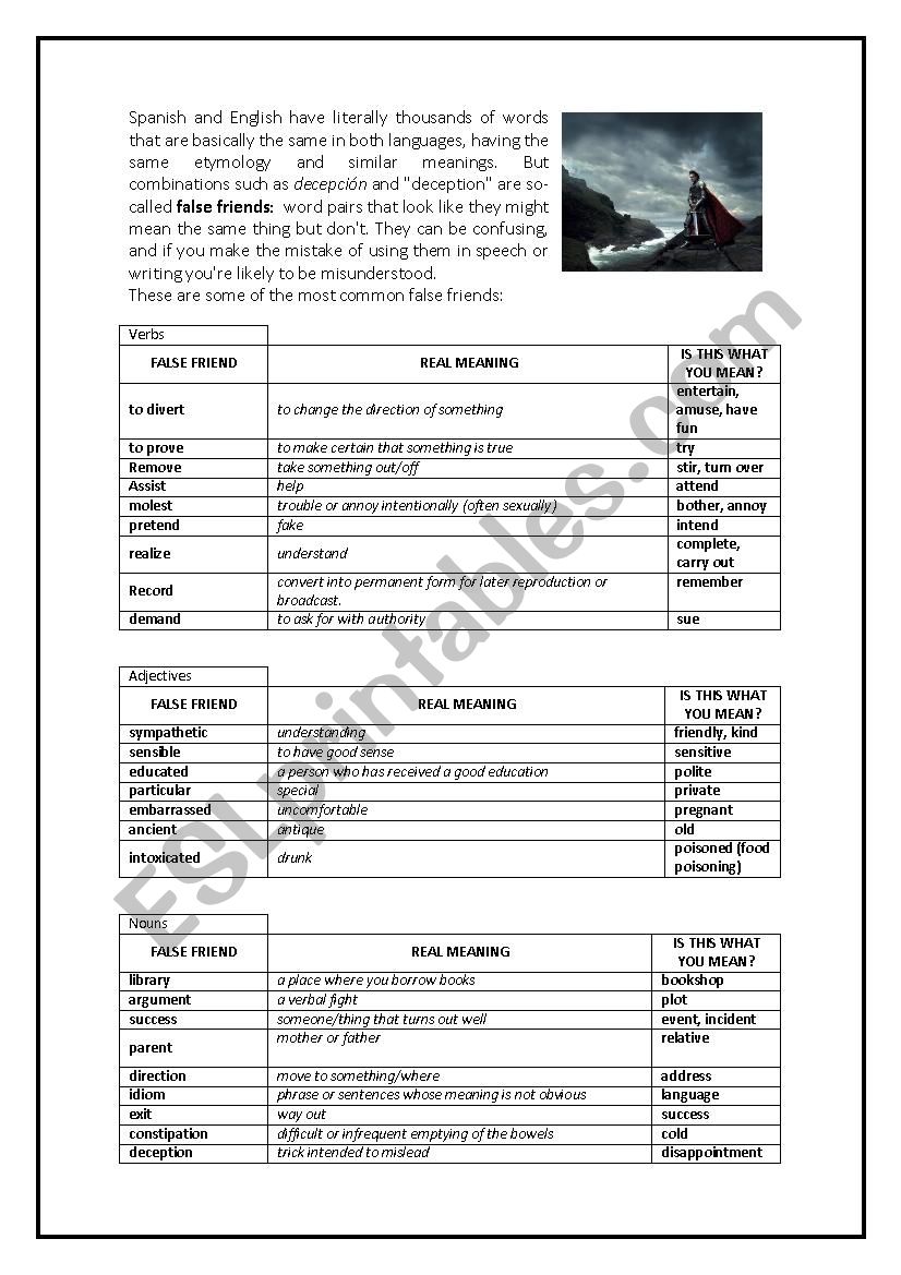 False friends worksheet