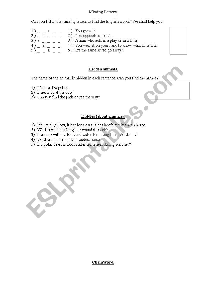 english riddles and puzzles worksheet