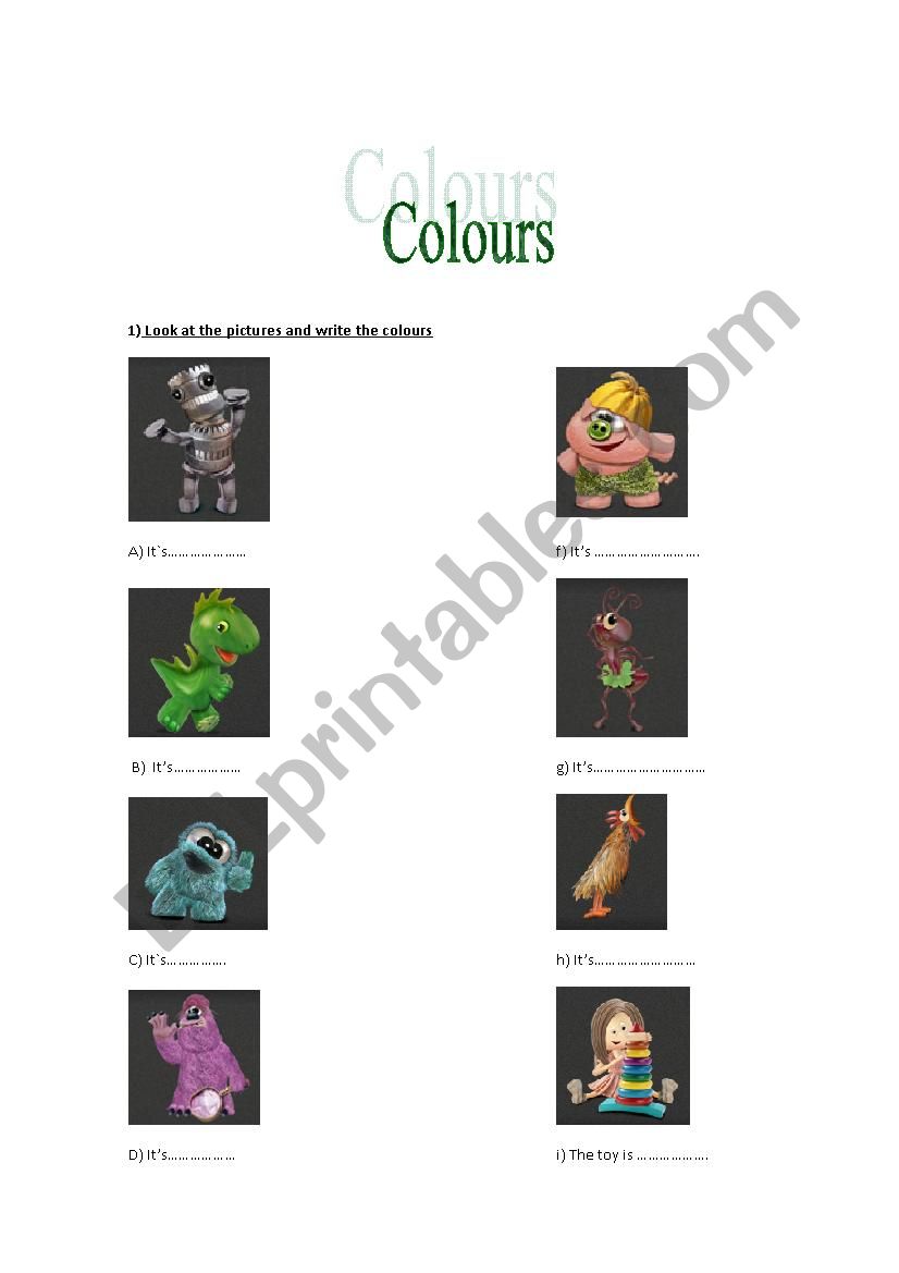 Colours worksheet