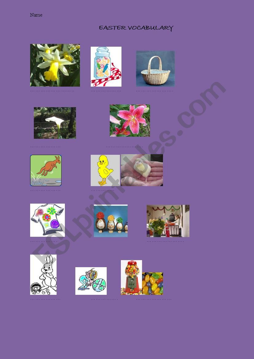 Easter Vocabulary - work with pictures