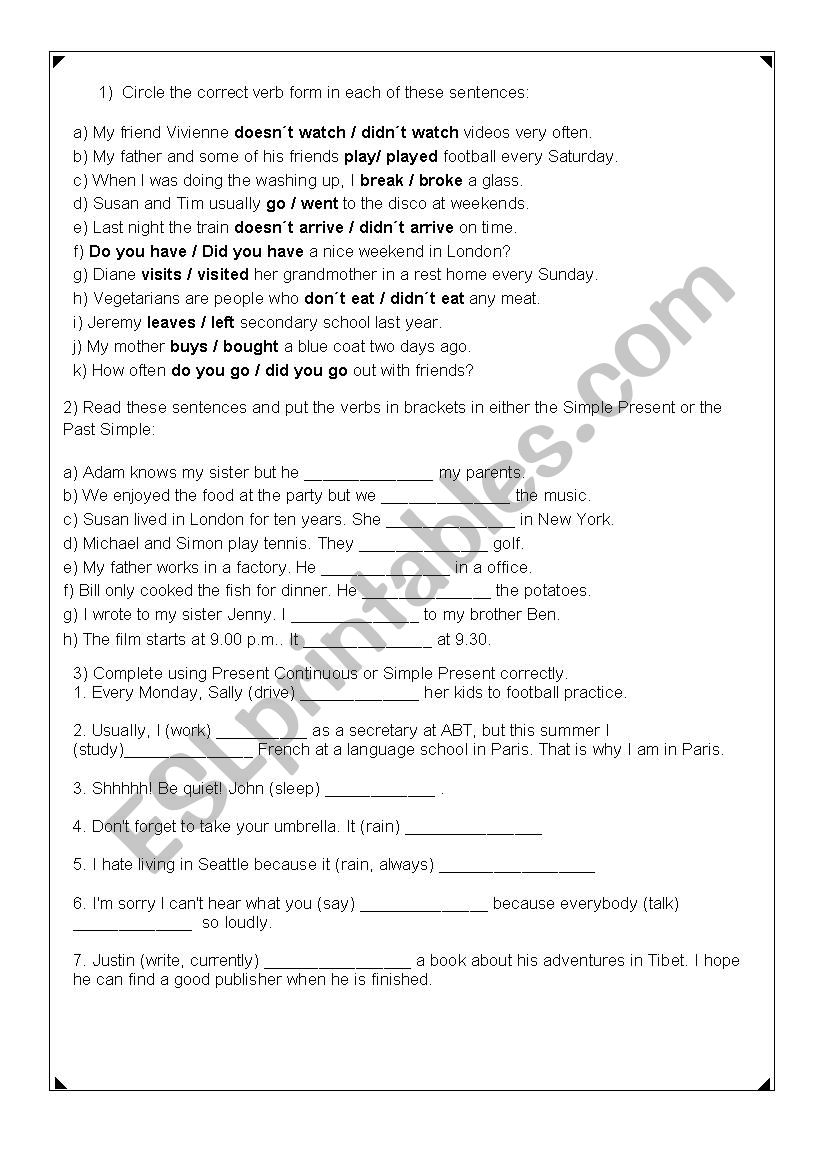 Review Present and Past Simple