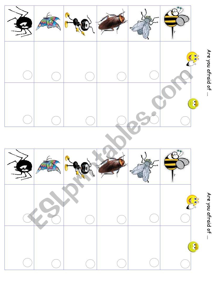 Are you afraid of...insects? worksheet