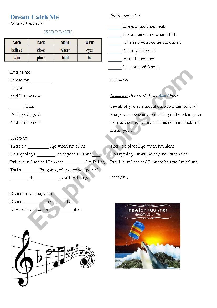 Dream Catch Me worksheet