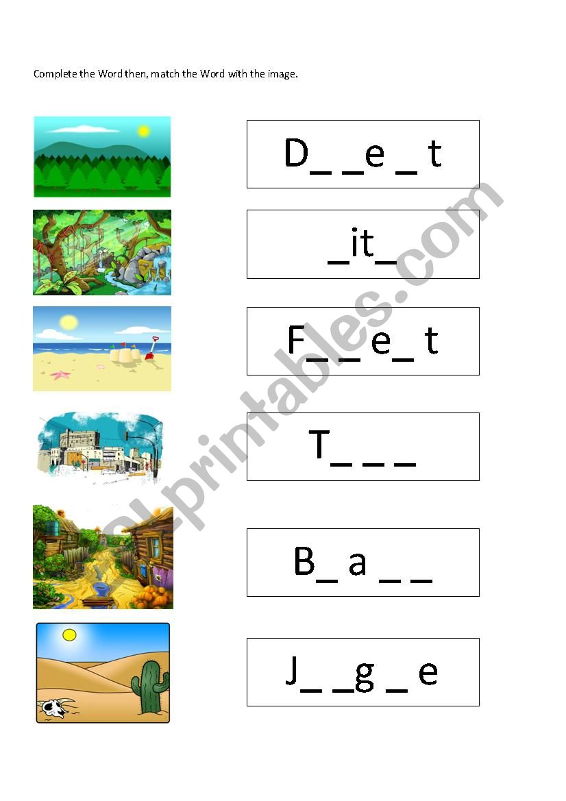places worksheet