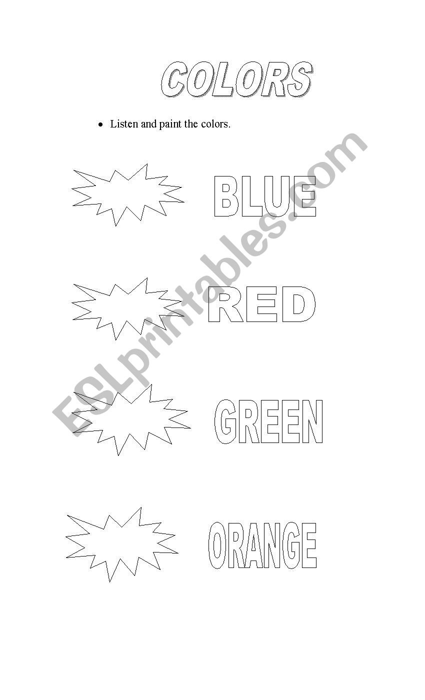 Colours worksheet