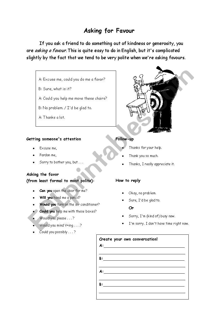 Asking for Favour worksheet