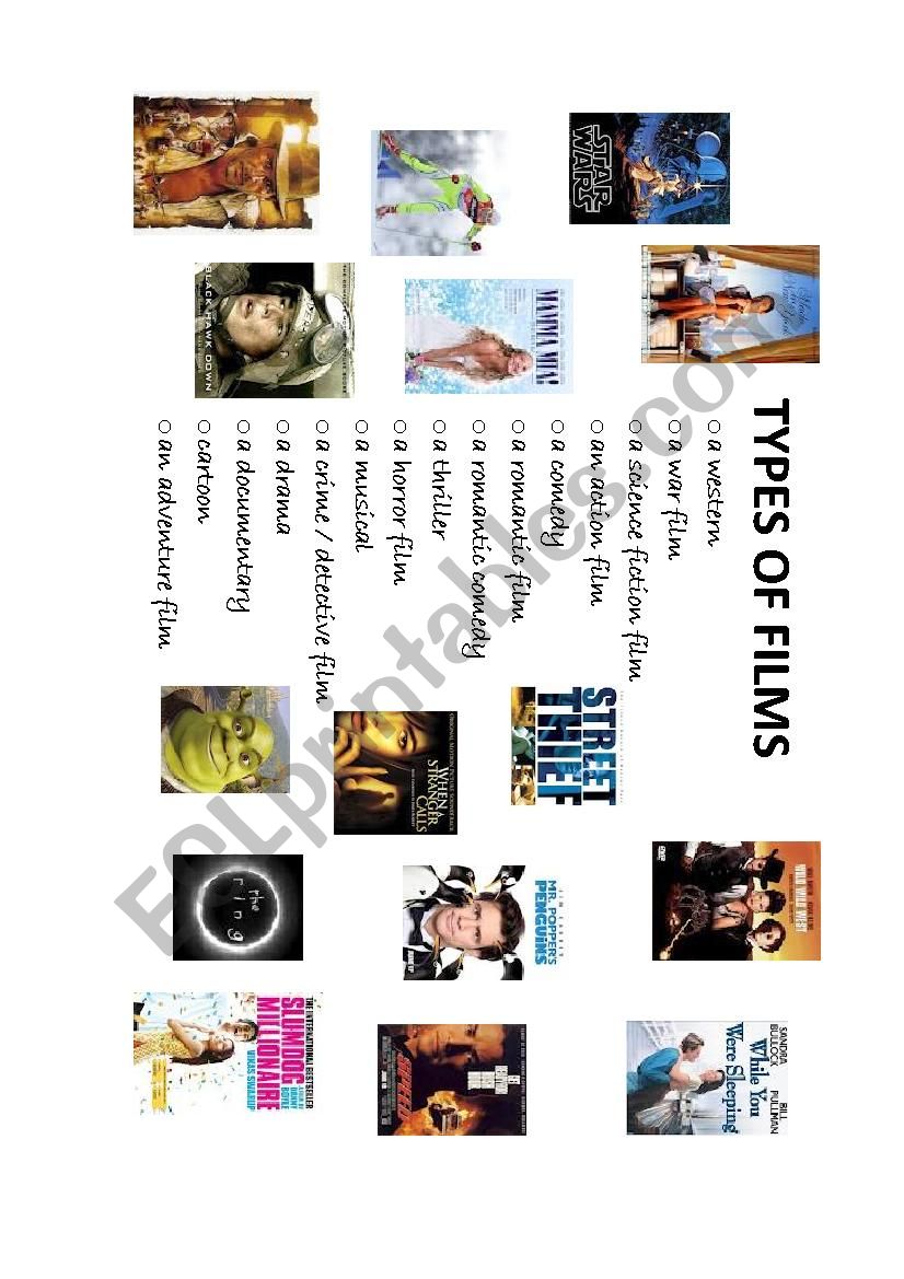 types of movies worksheet