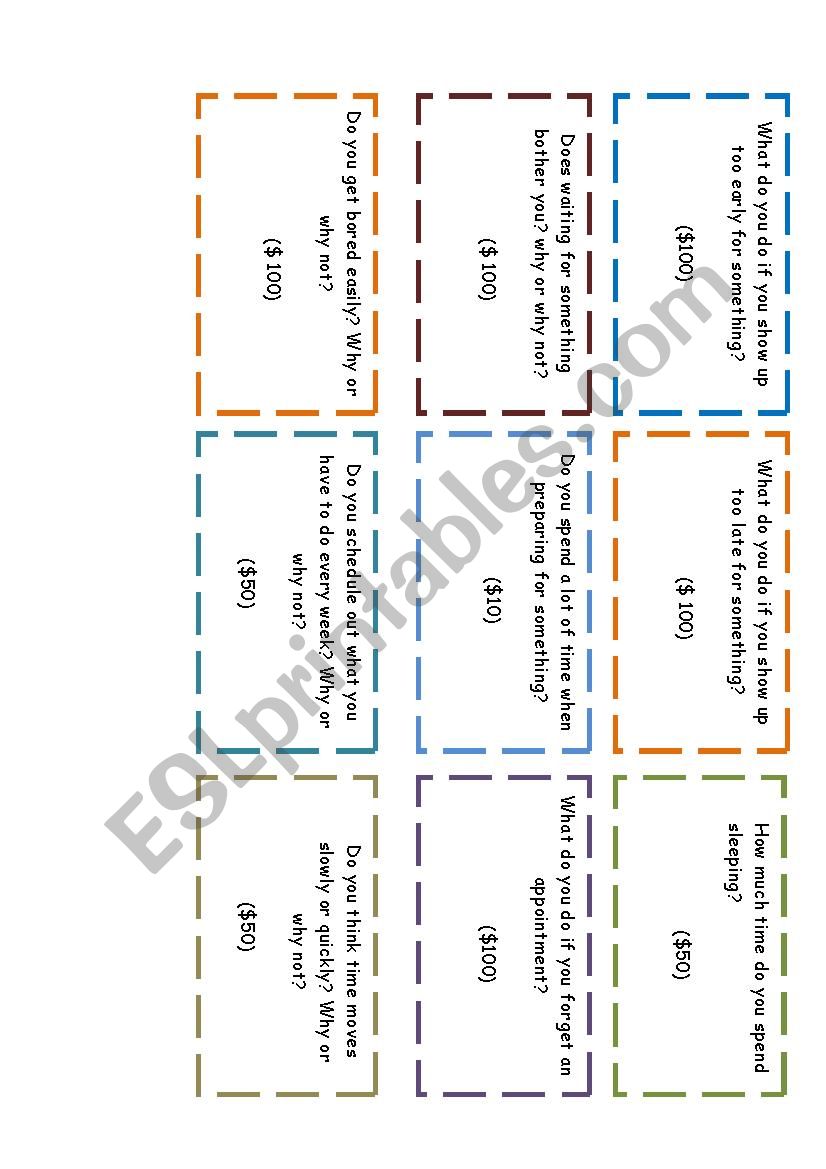 Conversation cards worksheet