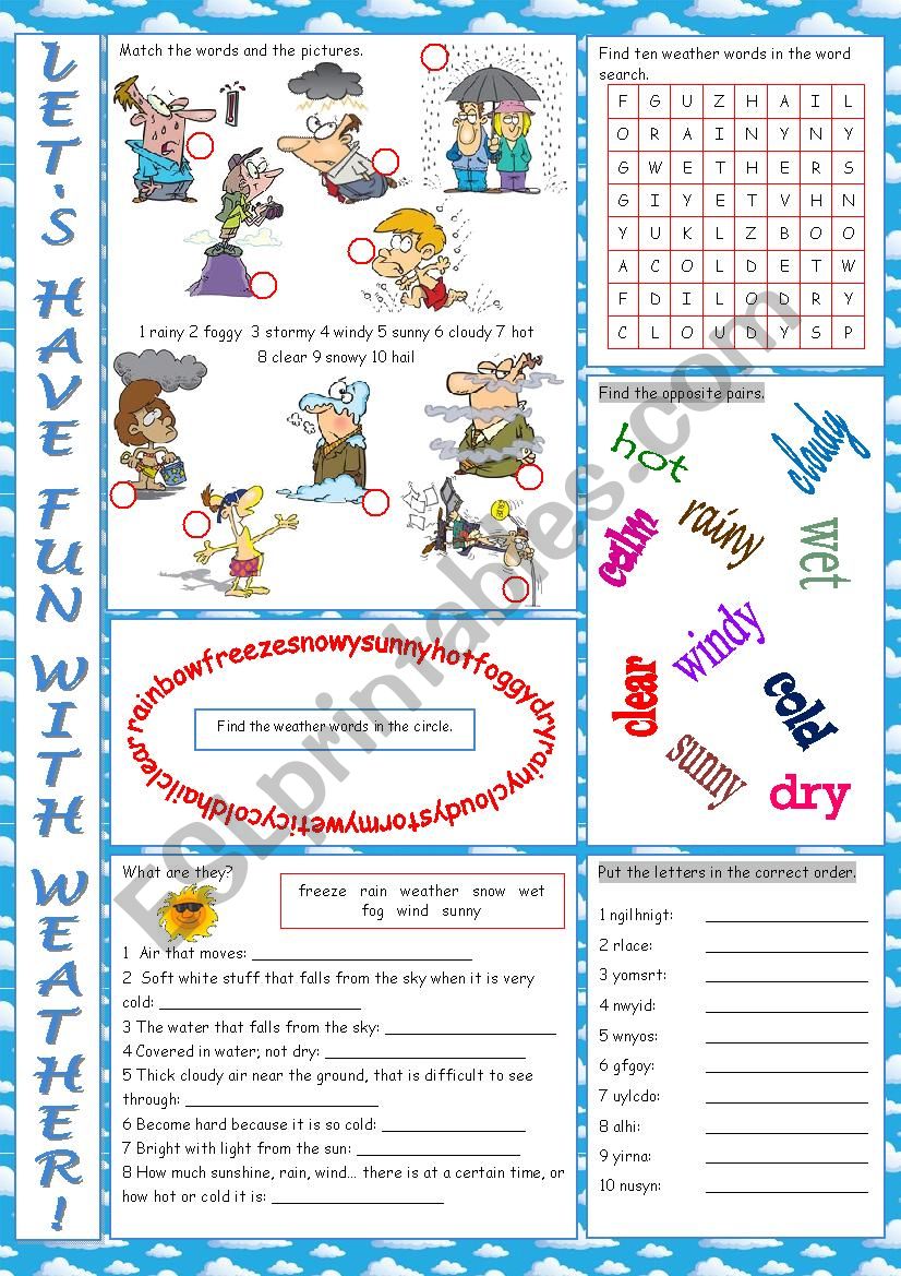 Weather Vocabulary Exercises worksheet