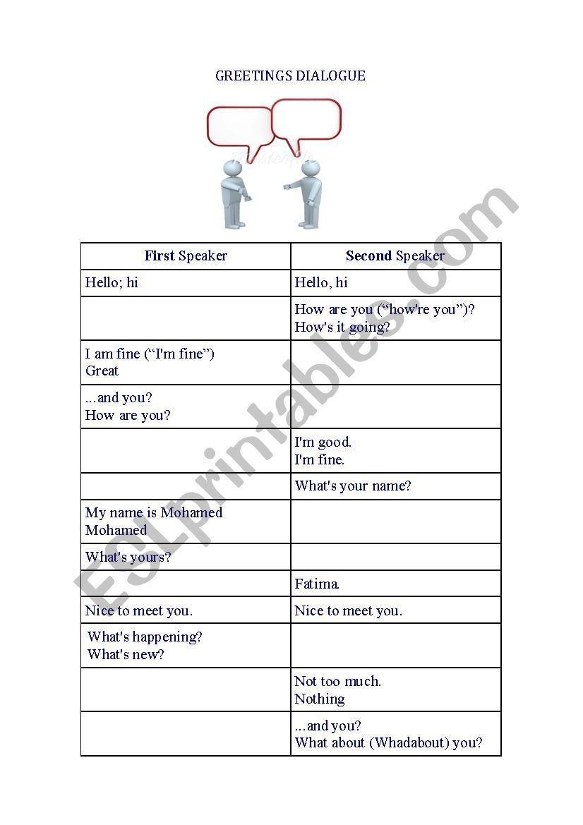 Greetings Dialogue worksheet