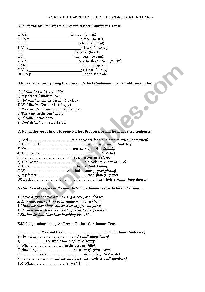 Present Perfect Continuous Tense